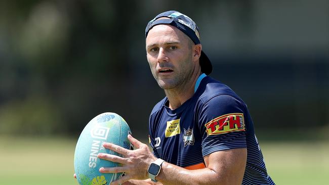 Michael Gordon training with the Titans before the NRL Nines in Perth. Photo Richard Wainright.