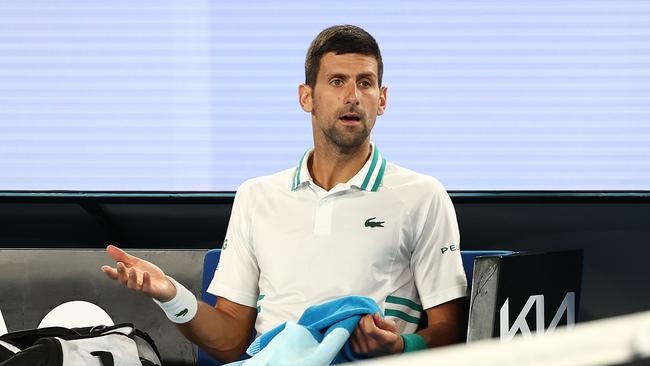 Novak Djokovic and fellow players were told there was a two-step process to follow so they could play in the Australian Open without being vaccinated. Picture: Getty Images