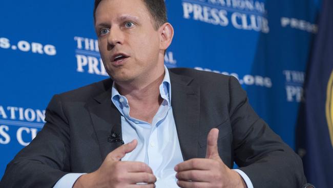 Peter Thiel, PayPal founder-turned-venture-capitalist, discusses his support for US Republican presidential nominee Donald Trump, at the National Press Club in Washington DC. Picture: Saul Loeb/AFP