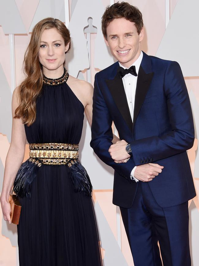 Navy delight ... actor Eddie Redmayne and Hannah Bagshawe. Picture: Getty Images