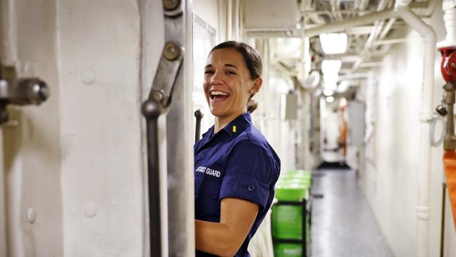 ENS Harlan Brady pictured during a tour of the cutter. Picture: Sam Ruttyn