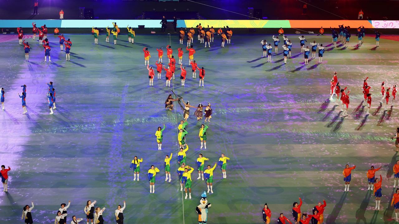 Dancers perform during the opening ceremony. Picture: Buda Mendes/Getty Images.