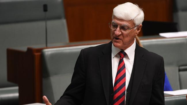 CANBERRA, AUSTRALIA - FEBRUARY 12: Independant Bob Katter speaks before Question Time on February 12, 2019 in Canberra, Australia. It is the first parliamentary sitting day for 2019. Senator Richard Di Natale is not supporting Labors amendments to Phelps refugee medical transfer bill. (Photo by Tracey Nearmy/Getty Images)