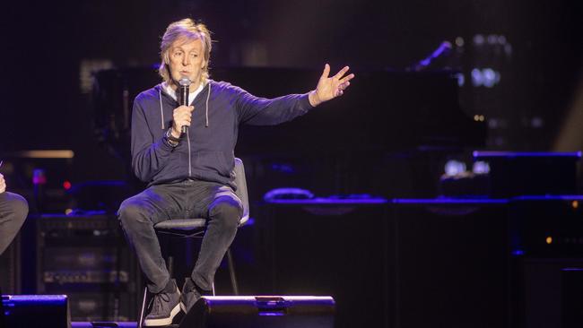 Q&A with Paul McCartney at the Adelaide Entertainment Centre on Tuesday. Picture: Kelly Barnes