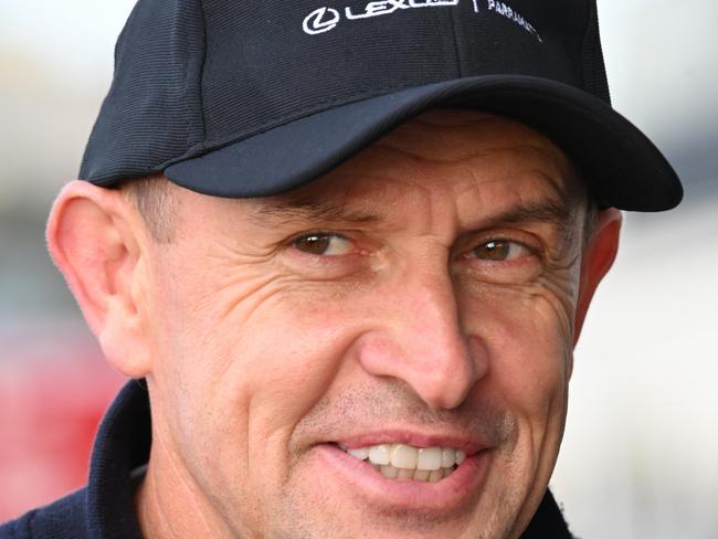 MELBOURNE, AUSTRALIA - OCTOBER 25: Trainer Chris Waller is seen during a trackwork session at Flemington Racecourse, on October 25, 2024 in Melbourne, Australia. (Photo by Vince Caligiuri/Getty Images)