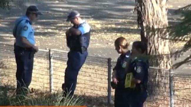 A police evidence marker near the spot where a 51-year-old woman was found dying early on Sunday morning in Penrith. Picture: Channel 7