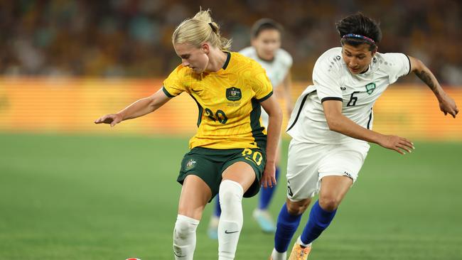 Matildas coach Tony Gustavsson says Kaitlin Torpey’s versatility and quick adjustment to the tempo of international football had given him plenty to think about. Picture: Robert Cianflone / Getty Images