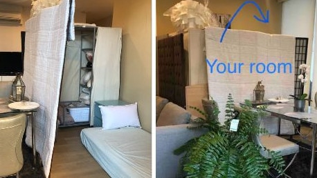 A bizarre Airbnb room has baffled viewers. Picture: Airbnb