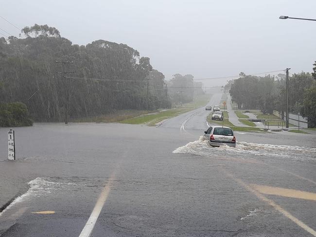 Heavy rain in Tin Can Bay.