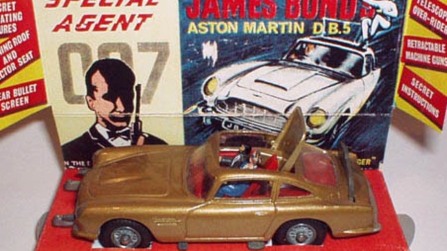 A 1965 James Bond Aston Martin DB5 motor vehicle from Corgi Toys.