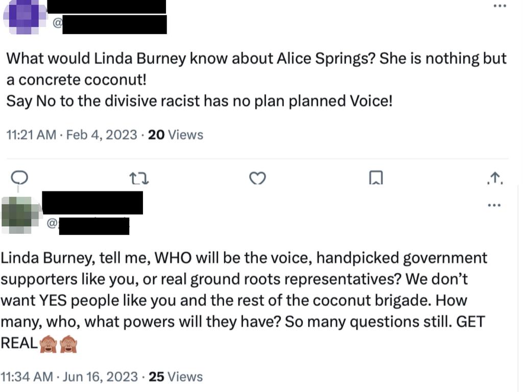 One post labelled the veteran MP a “coconut”. Picture: Twitter