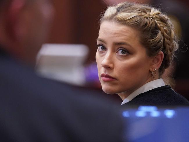 Amber Heard at the Fairfax County Circuit Court in Fairfax, Virginia. Picture: AFP