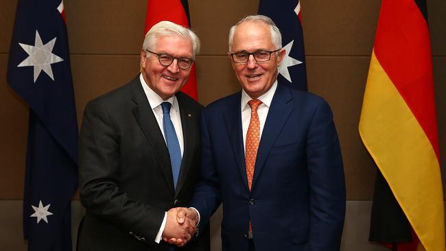 Dr Frank-Walter Steinmeier, President of Germany, with Malcolm Turnbull in Perth.