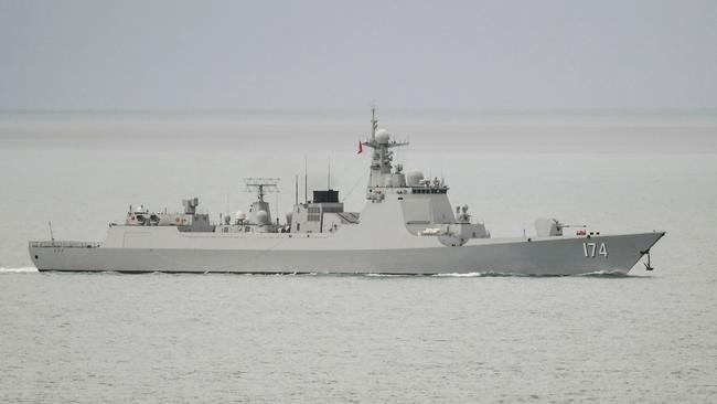 A Chinese PLA-N Luyang-class guided missile destroyer leaving the Torres Strait and entering the Coral Sea earlier this year. Picture; ADF via AFP.