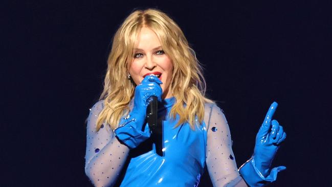 Minogue proves to be a good sport about giving up her Denver venue. Picture: Theo Wargo/Getty.