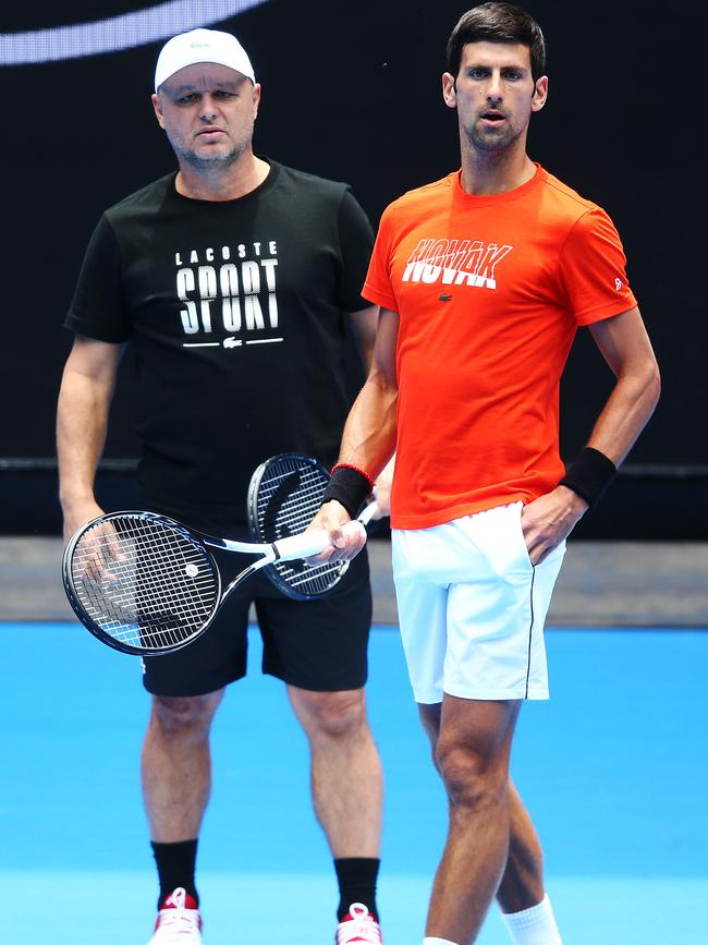 Marian Vajda (left) is no longer part of Team Djokovic. (Photo by Michael Dodge/Getty Images)