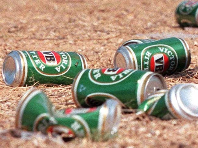 Violence in Aboriginal Communities - Katrina Amy Loogatha in a playground littered with VB beer cans near the Mornington Island hotel. PicBruce/Long 22 Oct 1998 Qld crime alcohol abuse grog generic