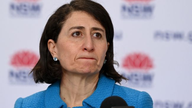 NSW Premier Gladys Berejiklian is seen during a daily coronavirus press conference. Picture: NCA NewsWire/Bianca De Marchi