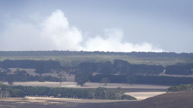 Thick smoke from the fire. Picture: David Caird