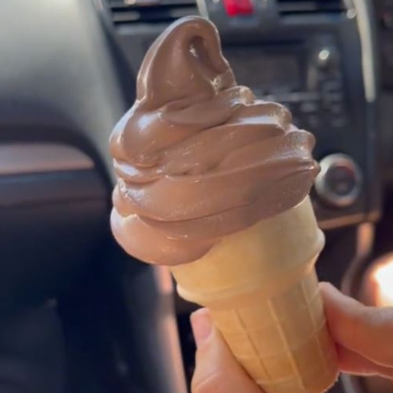 The chocolate soft serve ice cream in all its glory. Picture: TikTok/TillyWhitfield