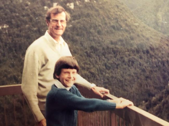 New Hobart Theatre Royal chief executive Simon Wellington with his late dad in 1980. Picture: Supplied.