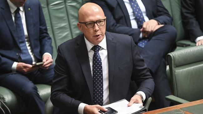 Peter Dutton is facing an internal push from Coalition MPs to curb foreign investment in Australian housing as the party considers its housing policy ahead of the next election. Picture: NCA NewsWire / Martin Ollman