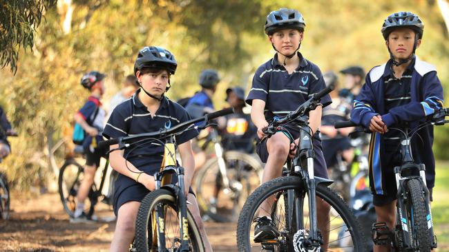 Tyson, Noah and Blake now hope Charles Sturt Council will build something to replace their wrecked works. Picture: Dean Martin