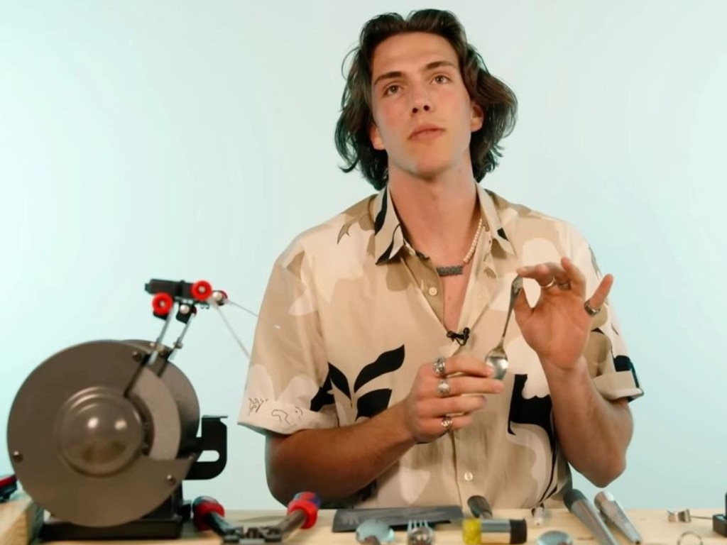 TikTok star and jewellery designer Pierce Woodward, 19, dropped out of high school to pursue social media fame and his accessory line. Picture: Truly/YouTube