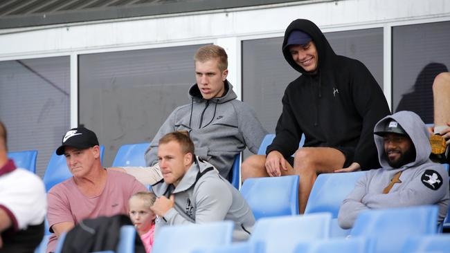 Manly teammates including Daly Cherry-Evans and Tom Trbojevic watched Jackson Hastings turn out for Blacktown Workers Sea Eagles. Picture: Christian Gilles