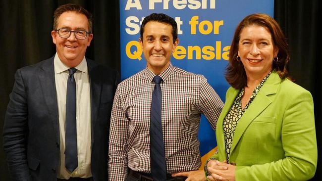 Premier David Crisafulli (centre) with Senator James McGrath and Senator Susan McDonald at the LNP State Council in Rockhampton. Photo: Office of the Premier of Queensland.