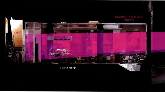 Channel 7 sniper range into cafe.