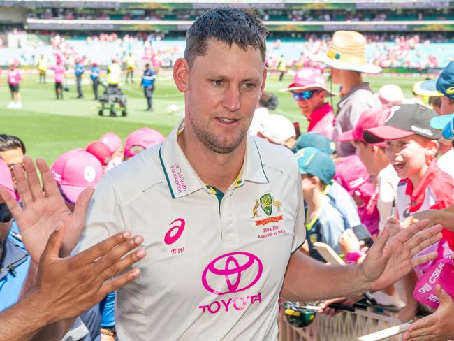 The Daily Telegraph 5 Sunday January 2025Day 3 2024-25 New Years Test: Australia Vs India at the SCGBeau Webster celebrates with the crowd after hitting the winning run in the test match vs India. Picture Thomas Lisson