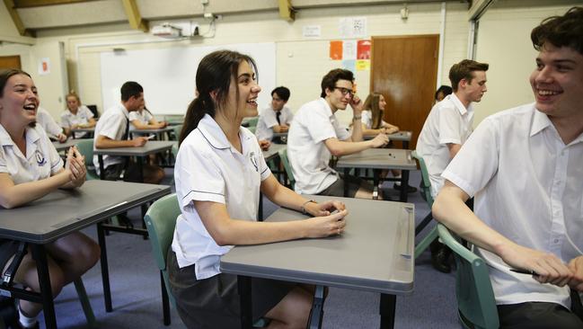 Students get ready for the HSC earlier this year at the Model Farms High School, Baulkham Hills. Picture: Justin Lloyd.