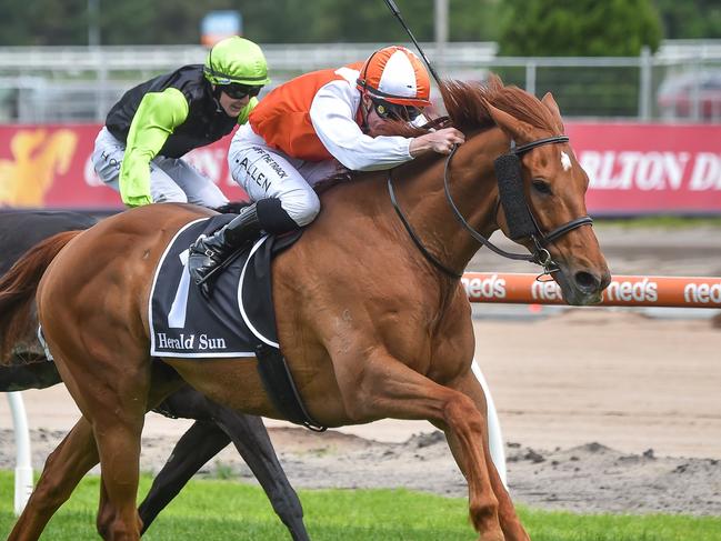 Vow And Declare ridden by John Allen wins the Herald Sun Zipping Classic at Caulfield Racecourse on November 26, 2022 in Melbourne, Australia. (Photo by Reg Ryan/Racing Photos via Getty Images)