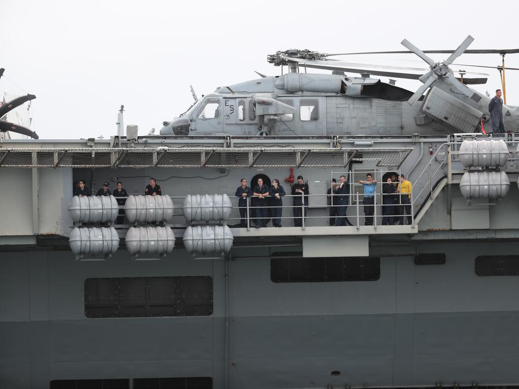 The USS Ronald Reagan arrives in Brisbane. Pic Peter Wallis