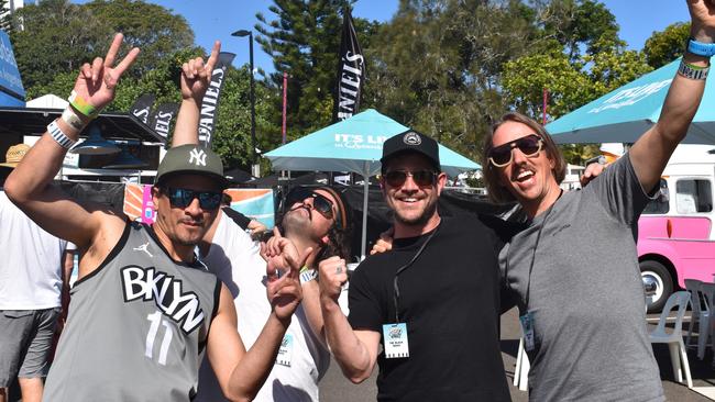 Performers Barnaby Weir, Matt Benton, Barrett Hocking and Francis Haraira from the Black Seeds at the 2022 Caloundra Music Festival. Photo: Elizabeth Neil