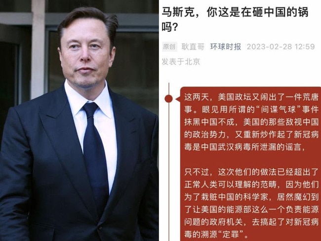 The Global Times has accused Elon Musk of spreading a 