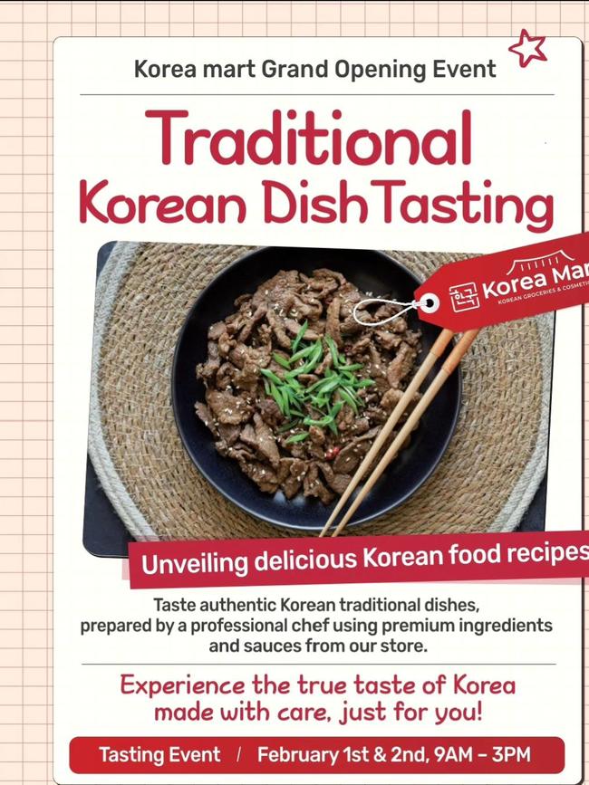 A tasting event is planned for the grand opening celebrations at Korea Mart. Picture: Supplied.