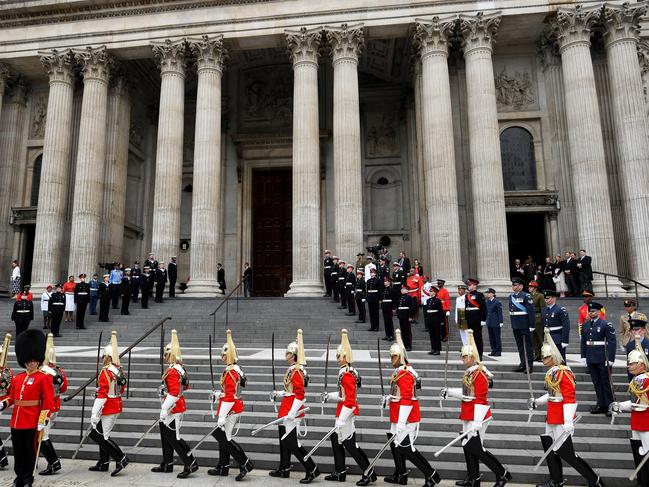 A guard of honour forms up outside St Paul's Cathedral ahead of the National Service of Thanksgiving. Picture: Getty Images