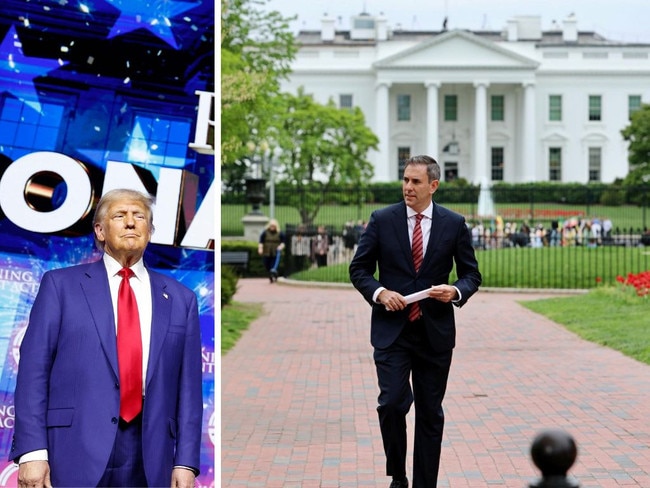 Former US president and Republican presidential nominee Donald Trump, and Treasurer Jim Chalmers in Washington