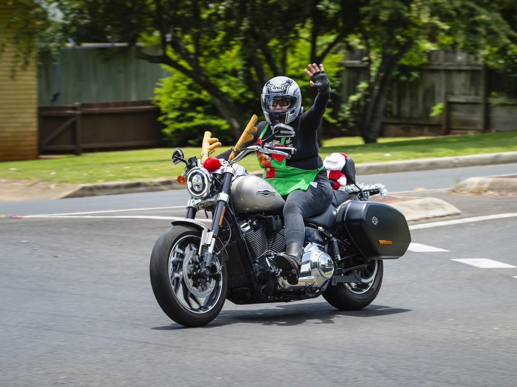 A rider on the Toowoomba Toy Run hosted by Downs Motorcycle Sporting Club, Sunday, December 18, 2022.