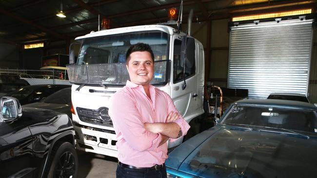 Dominic Holland’s company tow.com.au was responsible for towing and storing cars confiscated by police after tough anti-hooning laws. Picture: Ric Frearson