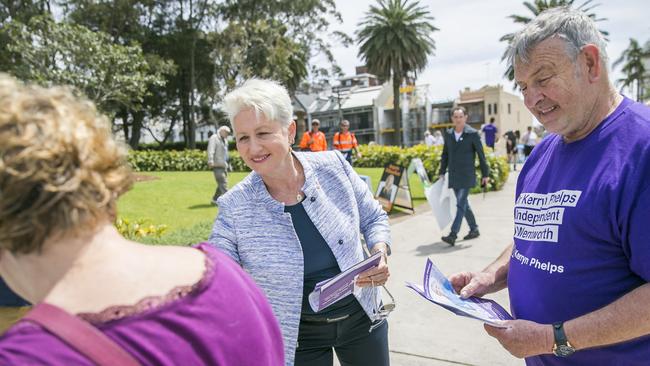 Dr Phelps campaigning at Waverly Oval on Wednesday. Picture: Dylan Robinson