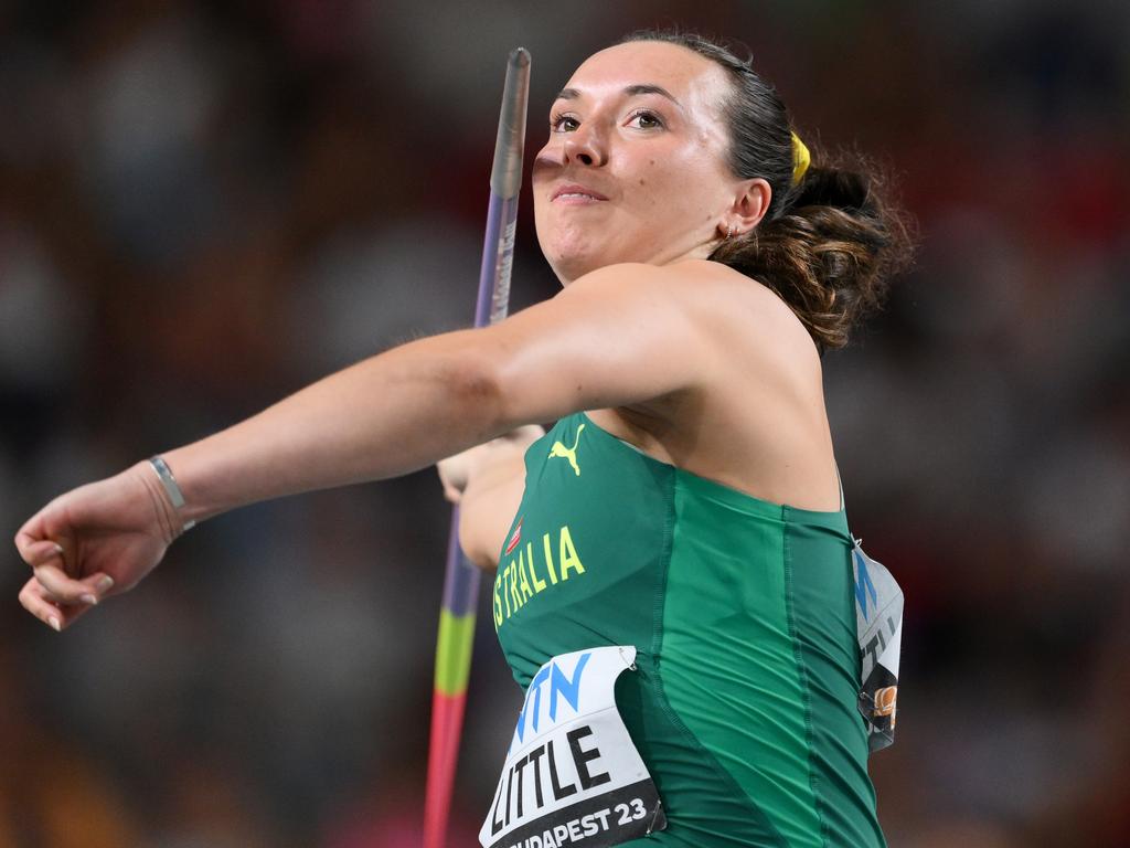 Little said that watching her javelin friends inspires her to rise to the same stand David Ramos/Getty Images)