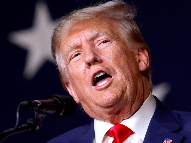 COLUMBUS, GEORGIA - JUNE 10: Former U.S. President Donald Trump delivers remarks during the Georgia state GOP convention at the Columbus Convention and Trade Center on June 10, 2023 in Columbus, Georgia. On Friday, former President Trump was indicted by a federal grand jury on 37 felony counts in Special Counsel Jack Smithâs classified documents probe.   Anna Moneymaker/Getty Images/AFP (Photo by Anna Moneymaker / GETTY IMAGES NORTH AMERICA / Getty Images via AFP)