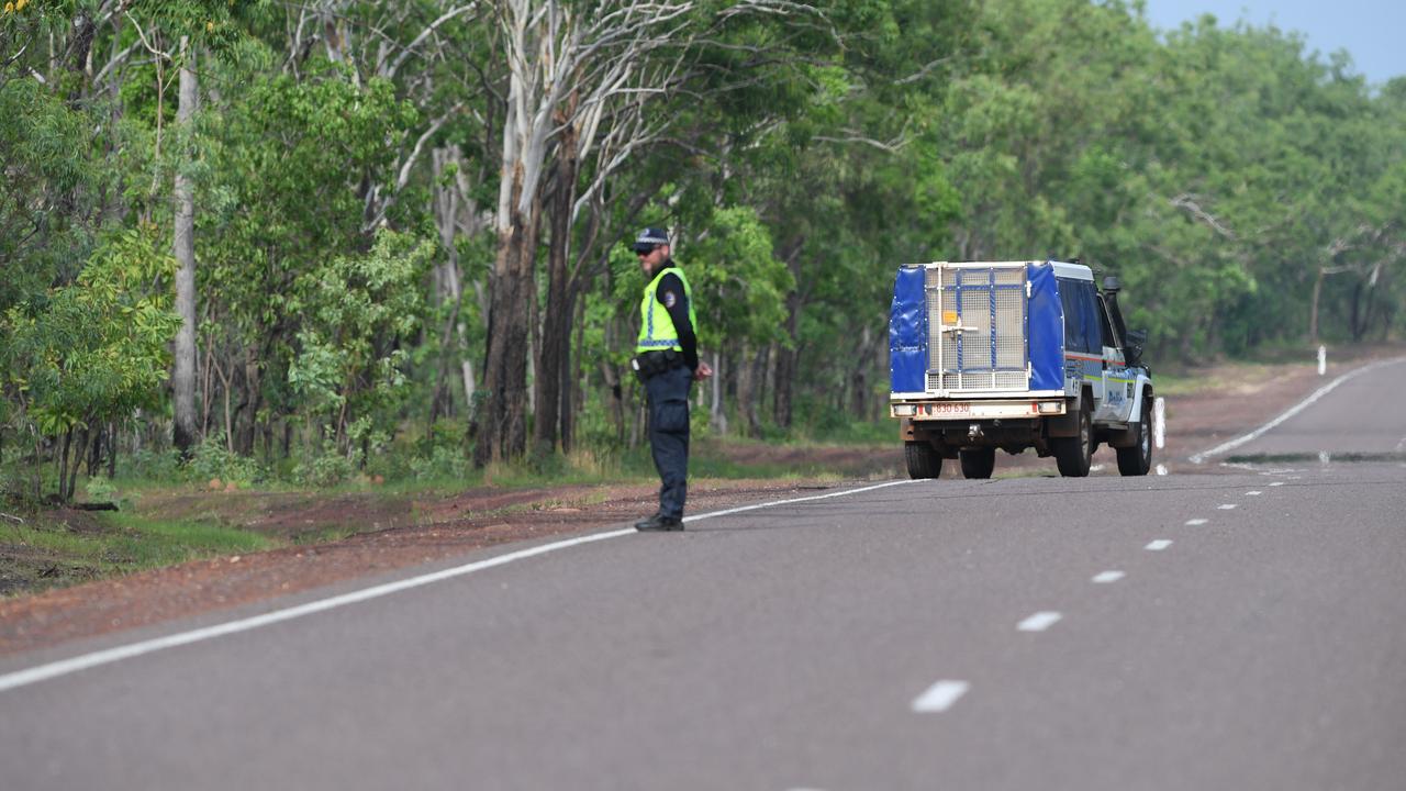 NT Police confirmed the single vehicle crash on the Arnhem Highway was reported 50km west of the South Alligator River. Picture KATRINA BRIDGEFORD.