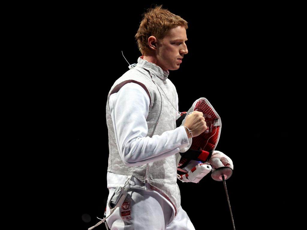 Imboden drew the “X” on his hand at some point after the event and before the medal ceremony. Picture: Elsa/Getty Images