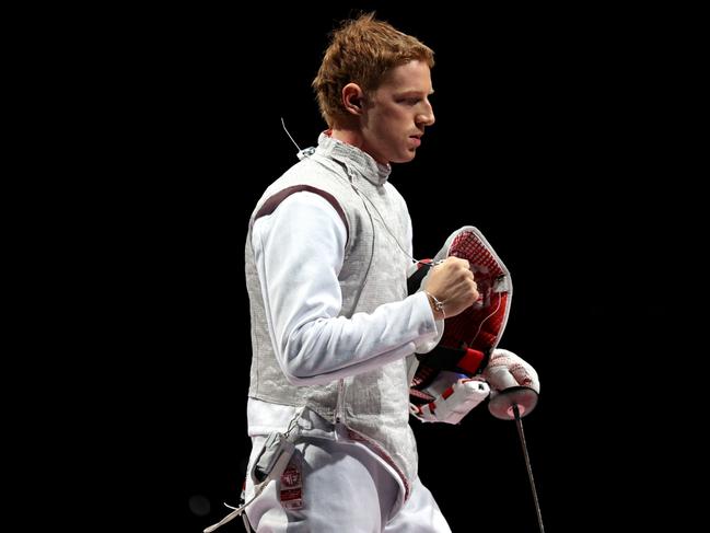 Imboden drew the “X” on his hand at some point after the event and before the medal ceremony. Picture: Elsa/Getty Images