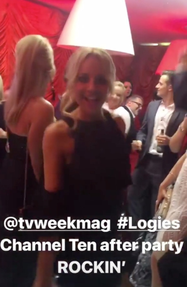 Carrie Bickmore — Logies afterparties. Picture: Instagram