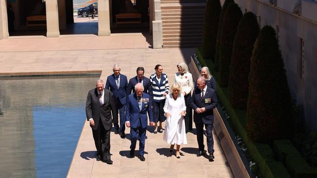 King Charles and Queen Camilla arriva at the Australian War Memorial in Canberra. Picture: NewsWire / Ben Appleton